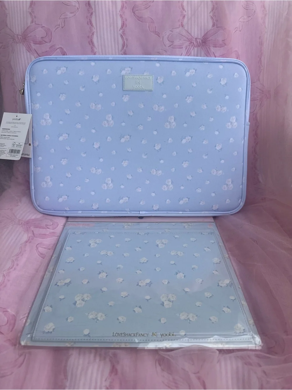 LoveShackFancy Floral Lavender Laptop Sleeve and Mouse Pad Bundle